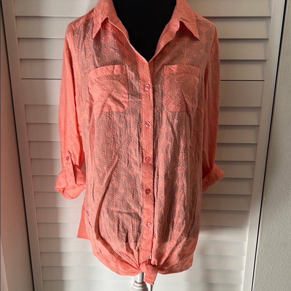 Style & Co. Coral Button-Up Blouse NWT